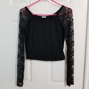 Top, Lacey sleeve cotton crop top